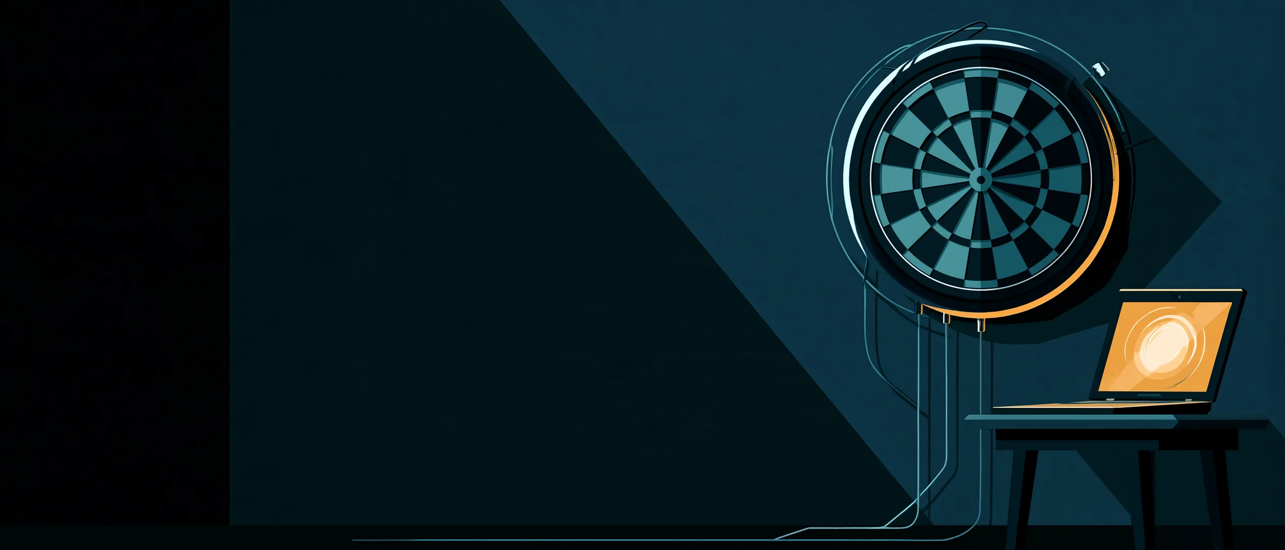 A dartboard wired to a laptop running dartpilot